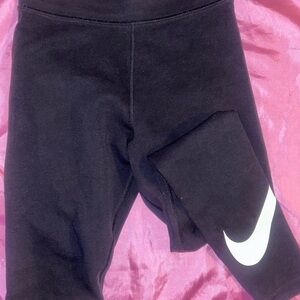 Nike Women's Black Leggings with White Logo